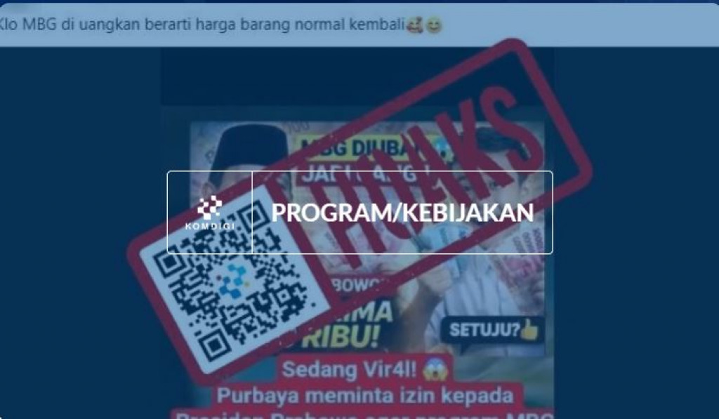 [HOAKS] Penyaluran MBG Diubah Jadi Uang Tunai Rp300.000 Per Bulan