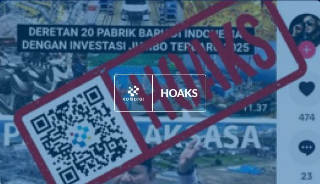 [HOAKS] Presiden Prabowo Berhasil Tarik Investasi Asing Rp734 Triliun dan 3 Juta Lapangan Kerja Baru