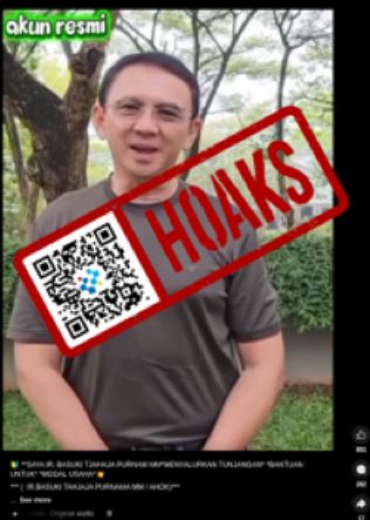 [HOAKS] Ahok Beri Bantuan Modal Usaha Melalui Facebook