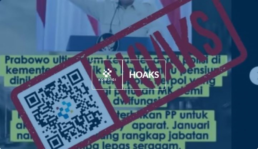 [HOAKS] Presiden Prabowo Ultimatum Jenderal Polisi di Kementerian untuk Balik ke Barak atau Pensiun Dini