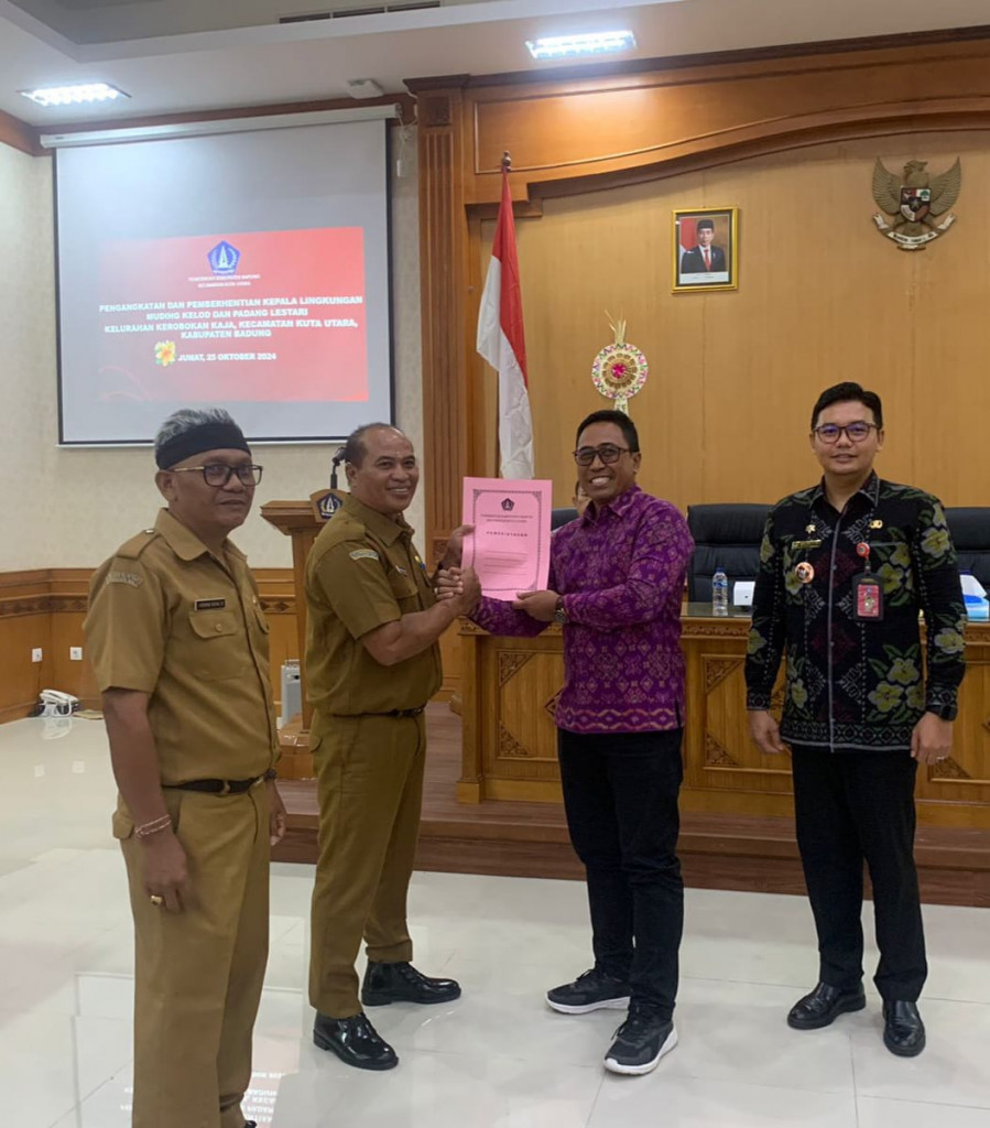 Pengangkatan dan Pemberhentian Kepala Lingkungan Muding Kelod dan Padang Lestari