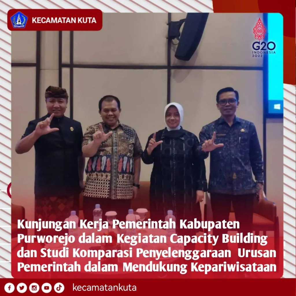 Kunjungan Kerja Pemerintah Kabupaten Purworejo dalam Kegiatan Capacity Building dan Studi Komparasi Sinergitas Penyelenggaraan Urusan Pemerintah dalam mendukung Kepariwisataan