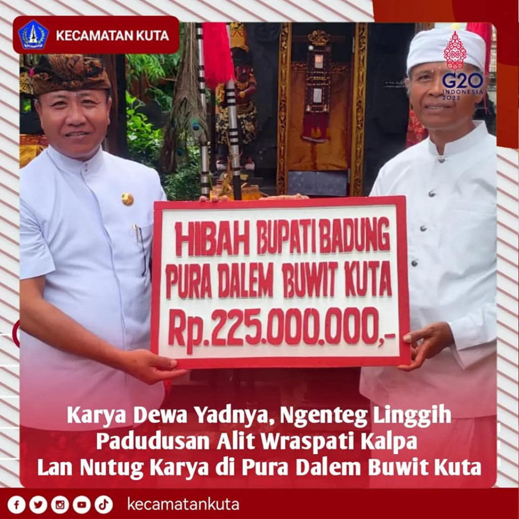 Upacara Dewa Yadnya Ngenteg Linggih, Pedudusan Alit, Wraspati Kalpa lan Nutug Karya di Pura Dalem Buwit Kuta, Desa Adat Kuta