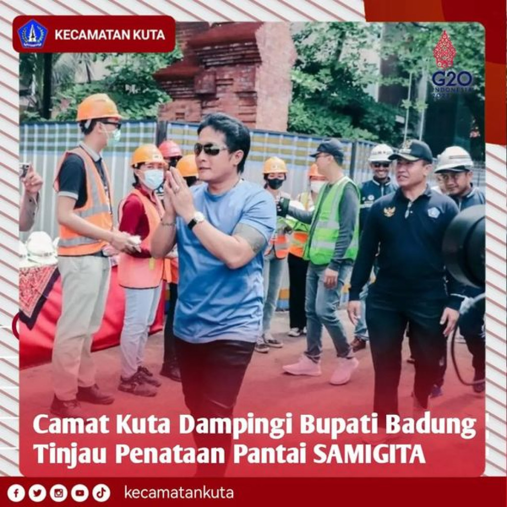 Camat Kuta Dewa Bhayu bersama Sekcam mendampimgi Bupati Badung Tinjau Penataan Pantai SAMIGITA