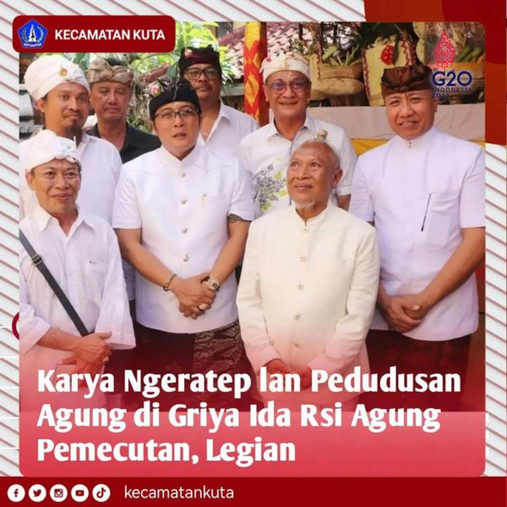 Camat Kuta Dewa Bhayu mendampingi Bupati Badung Giri Prasta Hadiri Karya Ngeratep lan Padudusan Agung di Griya Ida Rsi Agung Pemecutan, Legian