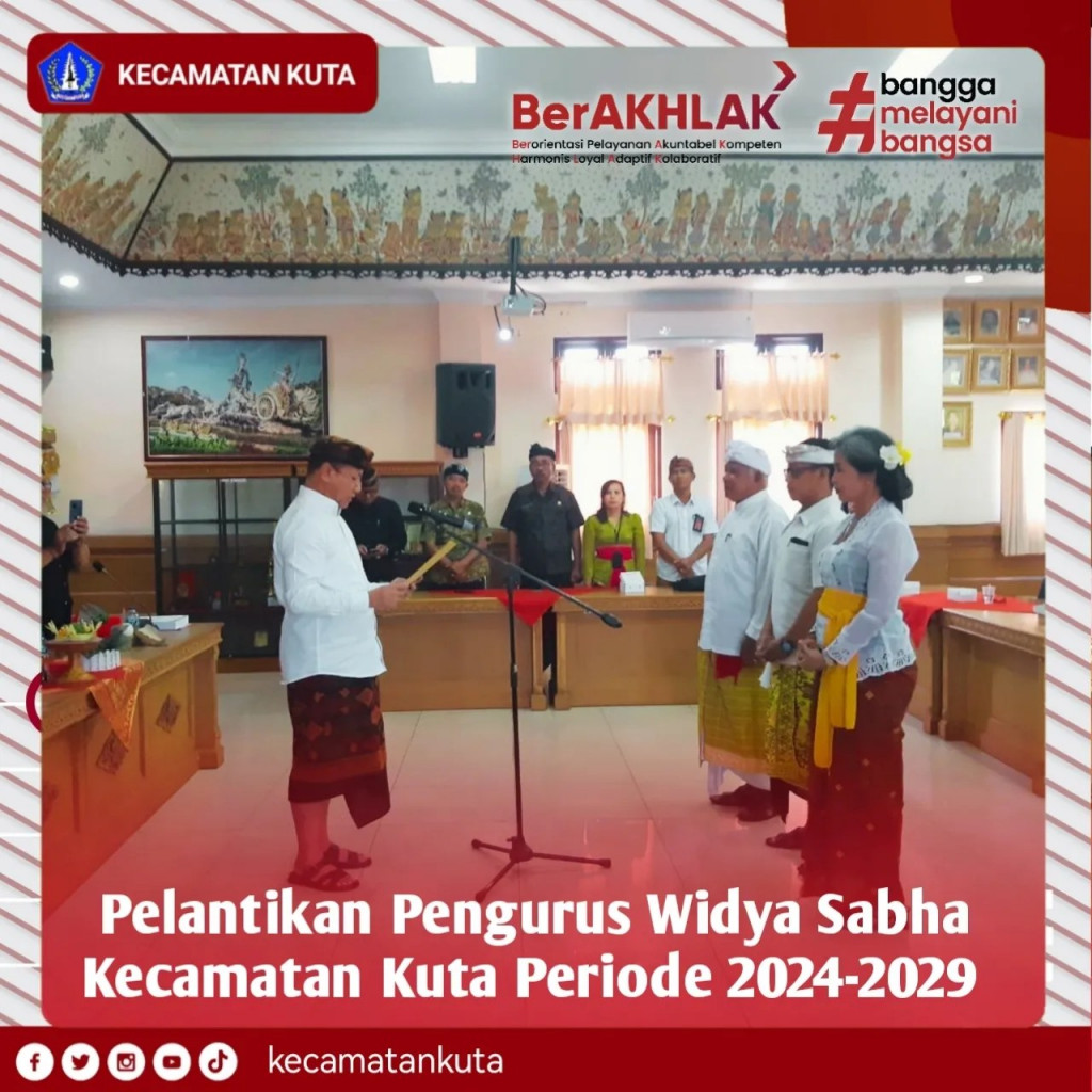 Pelantikan Pengurus Widya Sabha Kecamatan Kuta Periode 2024-2029