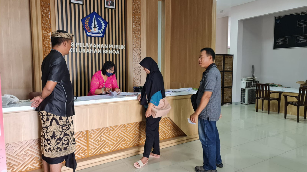 Pelaksanaan Binwas Kios Pelayanan Publik Kelurahan Benoa, Kelurahan Tanjung Benoa dan Kelurahan Jimbaran. Kecamatan Kuta Selatan berkomitmen mewujudkan layanan yang Inovatif, Unggul dan Berintegritas