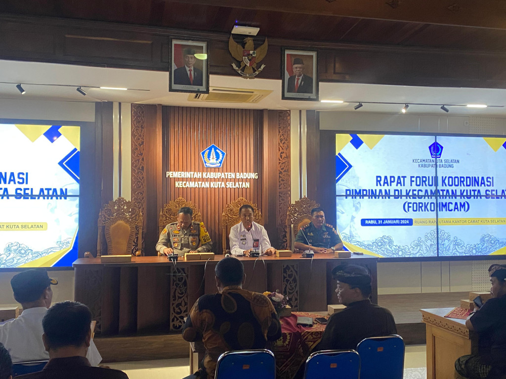 Rapat Koordinasi Porkompincam Kuta Selatan dalam rangka mitigasi resiko keamanan, ketentraman dan ketertiban umum wilayah