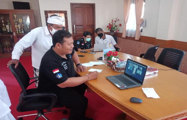Percobaan Teleconference persiapan rapat oleh Bendesa Adat Se-Kecamatan Abiansemal