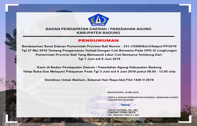 Cuti Bersama Idul Fitri 2019