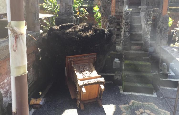 Angin Puting Beliung di Pura Dalem Pangi dan balai banjar hampir roboh Banjar Cepaka, Desa Dalung, Kecamatan Mengwi Tgl 13 Oktober 2020