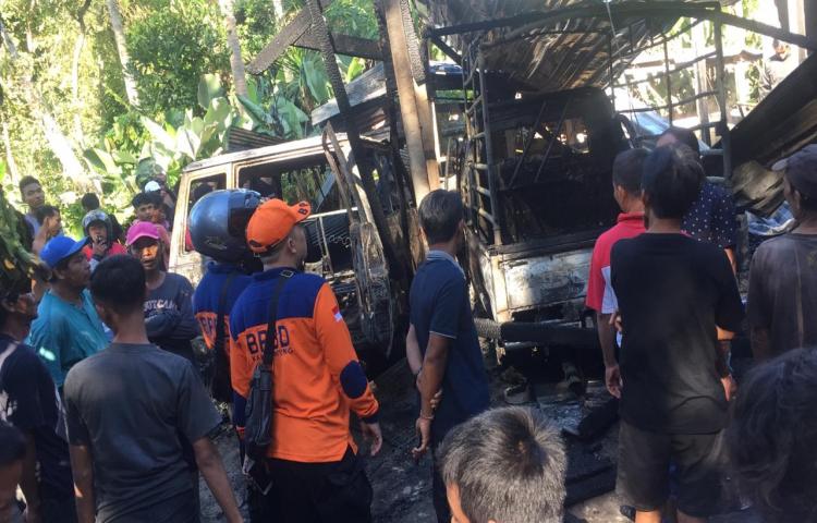 Kebakaran Garase di Jalan Mabul no. 22, Banjar Mabul, Desa Taman, Kecamatan Abiansemal Tanggal 18 Januari 2020