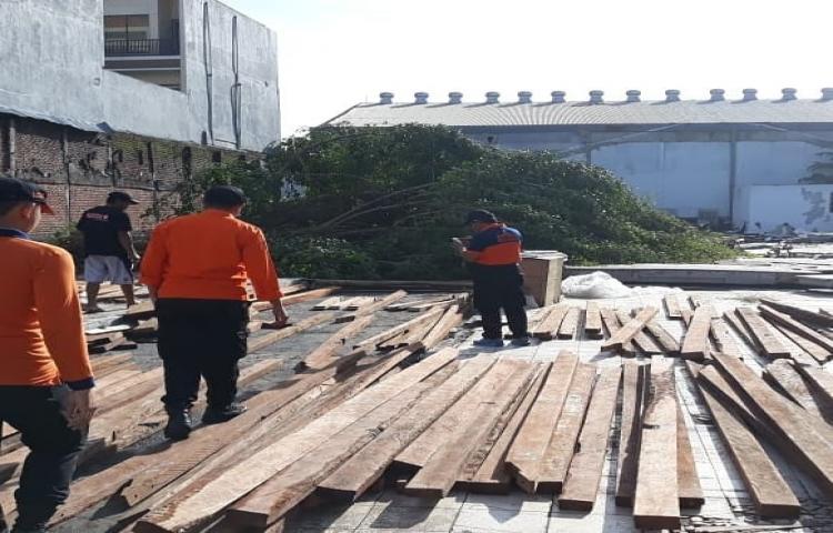 Penanganan Pohon tumbang di samping hawa gym, Desa dalung, akibat Cuaca Ekstrim (angin kencang dan hujan deras)