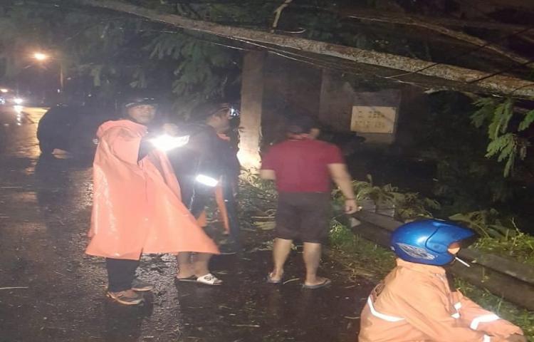 Penanganan Pohon tumbang di sebelah barat SMPN 4 Abiasemal,