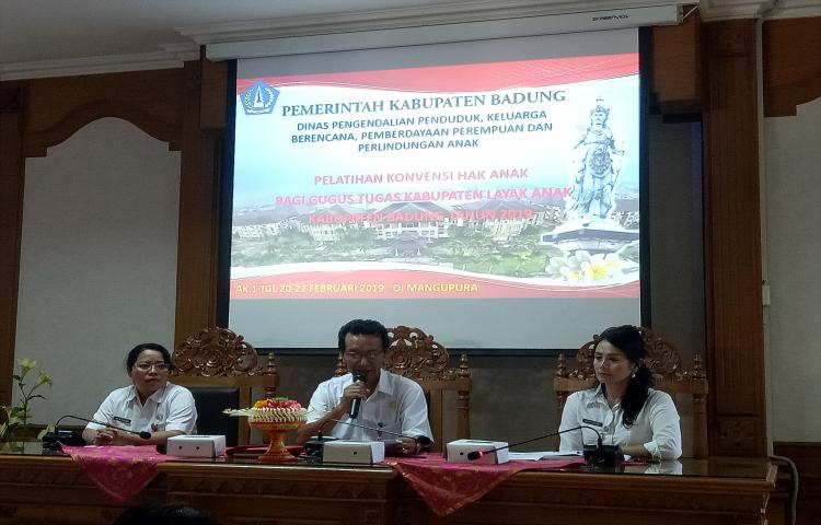 Pelatihan Konvensi Hak Anak (KHA) Bagi Gugus Tugas Kabupaten Layak Anak Kabupaten Badung Tahun 2019