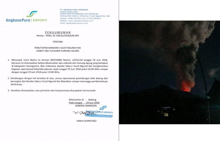 Erupsi Gunung Agung, Bandara Internasional Ngurah Rai Kembali Ditutup Sementara