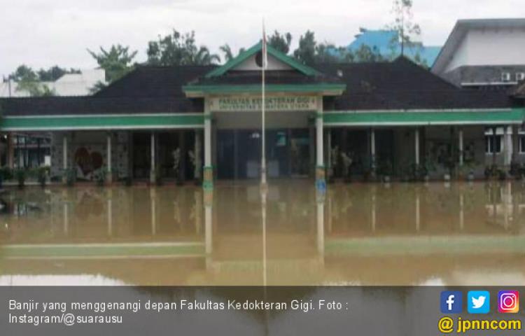 Banjir Melanda Kota Medan, Kampus USU Juga Terendam Air