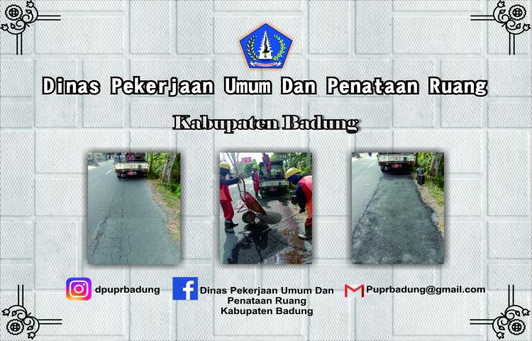 penambalan jalan retak menurun dengan coldmix di jagapati tingas kecamatan Abiansemal