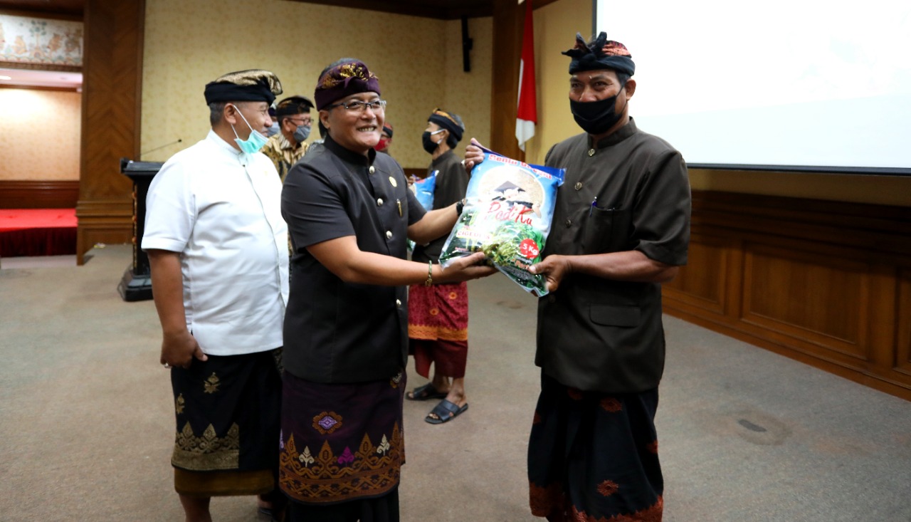 Apresiasi Petani Ikut Jaga Stabilitas Pangan di Tengah Pandemi Covid-19, Bupati Giri Prasta Serahkan Bantuan Benih Padi Inbrida Dan Bibit Sayur
