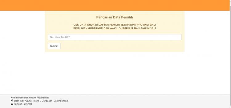 DAFTAR PEMILIH TETAP (DPT) PROVINSI BALI PEMILIHAN GUBERNUR DAN WAKIL GUBERNUR BALI TAHUN 2018