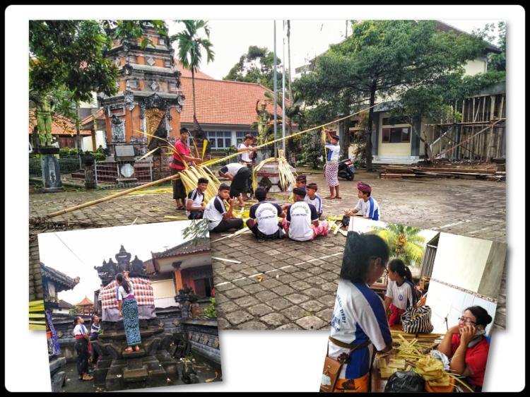 Antusiasme Membuat Penjor Sambut Hari Raya Galungan dan Kuningan