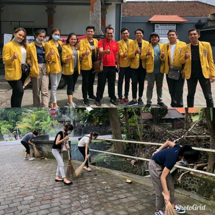 PERBEKEL BERSIH-BERSIH BERSAMA MAHASISWA UNDIKNAS