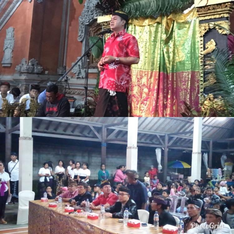 PERBEKEL DAN DPRD IDA BAGUS AJI SUNARTHA HADIRI PENUTUPAN ACARA PENGGALIAN DANA FORUM PEMUDA DESA ADAT GERANA