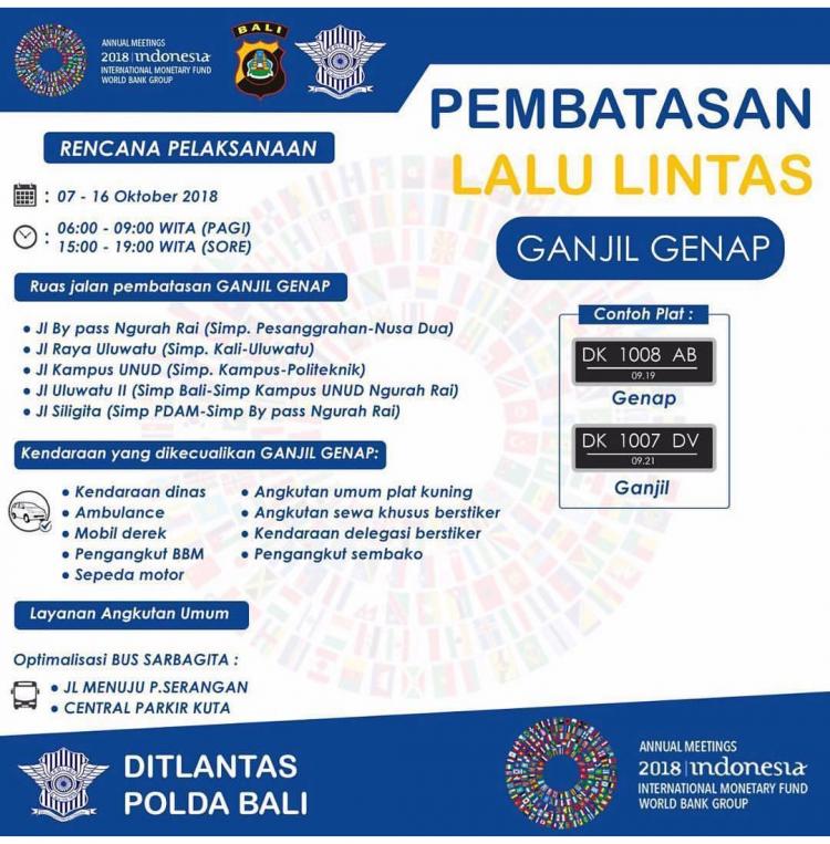 Atasi Macet, Ditlantas Polda Bali Terapkan Genap Ganjil