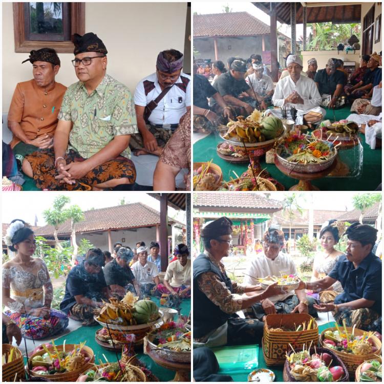 Bendesa Menghadiri Acara raksa rumaksa saha pengambilan sajeroning pawiwahan Ayu Nopiyanti