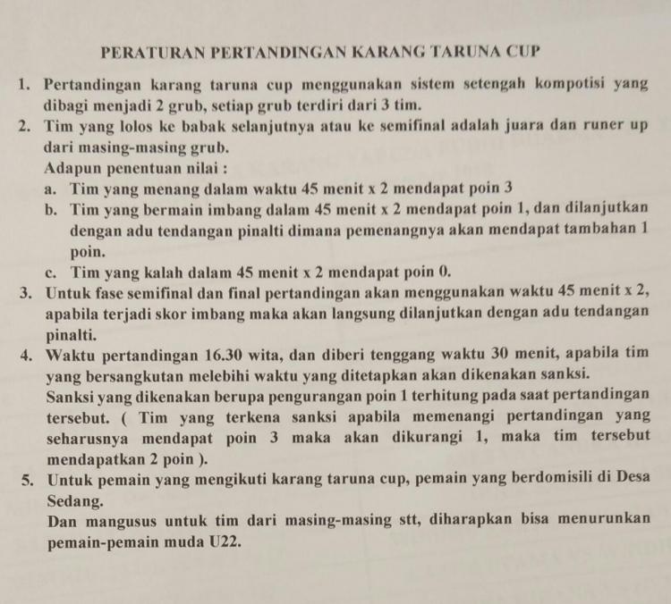 Karang Taruna Cup Akan  Segera Bergulir
