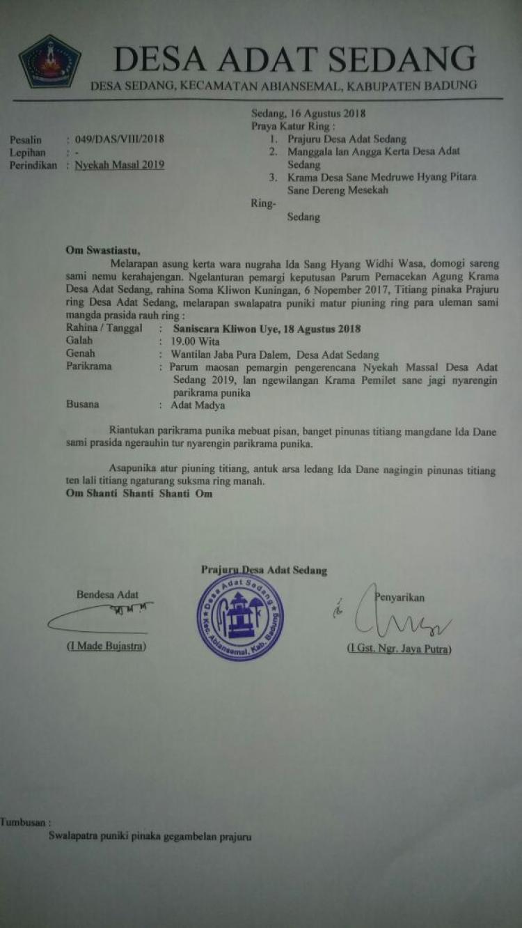 Nyekah Masal Terealisasi 2019