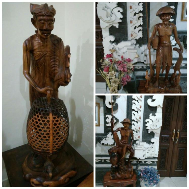 Patung hasil karya pengerajin Desa Sedang dipajang di Kantor Perbekel Desa Sedang