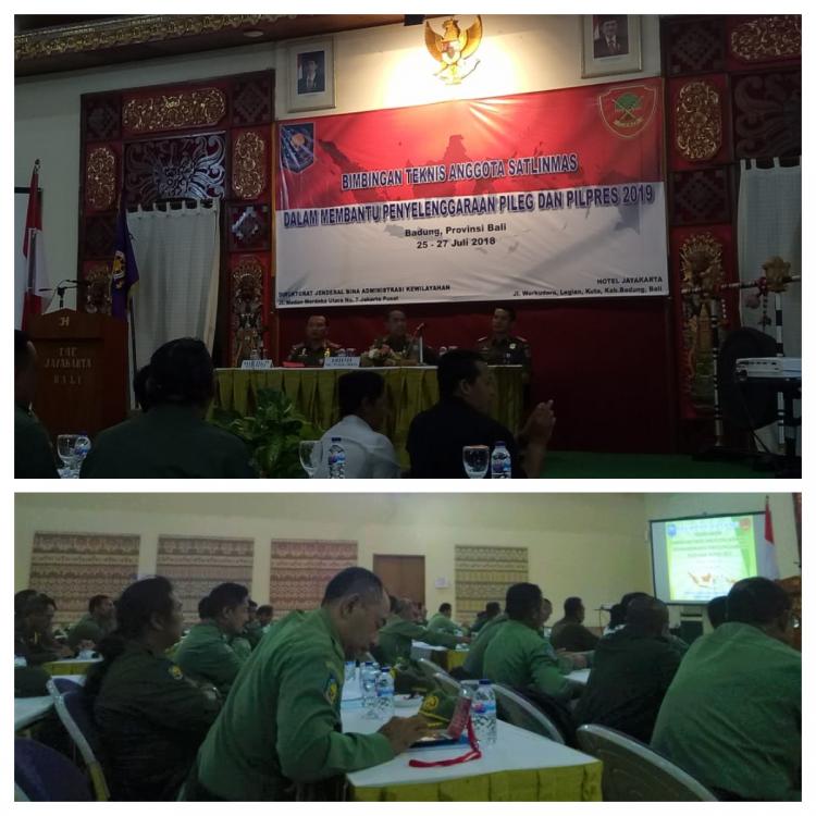 Satuan Linmas Desa Sedang Ikuti Bimbingan Teknis Dalam Rangka Membantu Penyelenggaraan Pileg dan Pilpres 2019