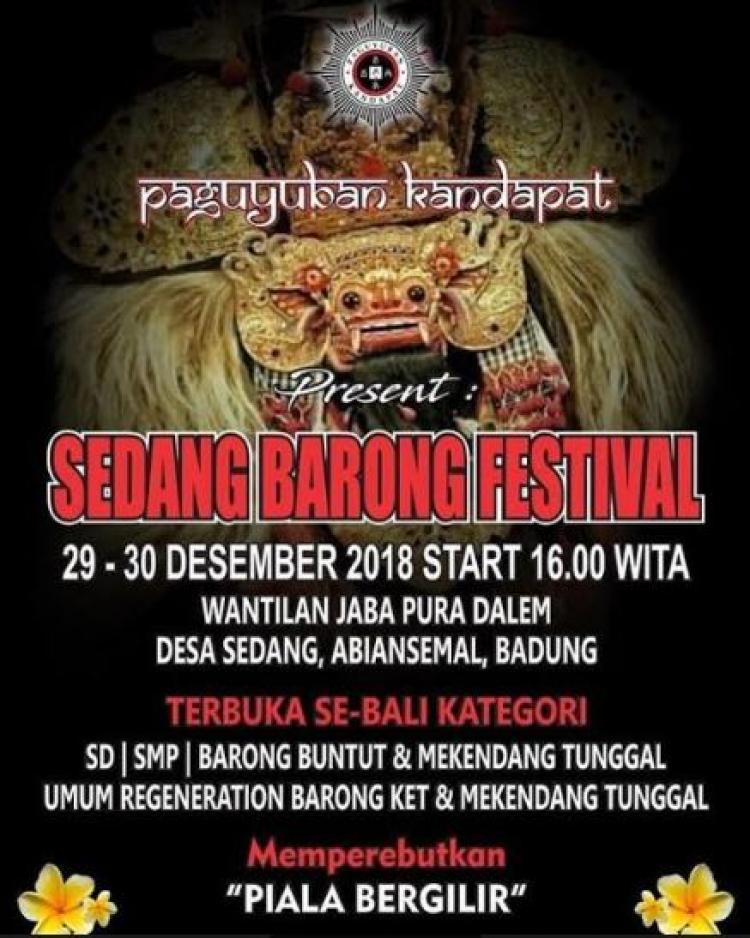 Sedang  Barong Festival akan Digelar Bulan Desember