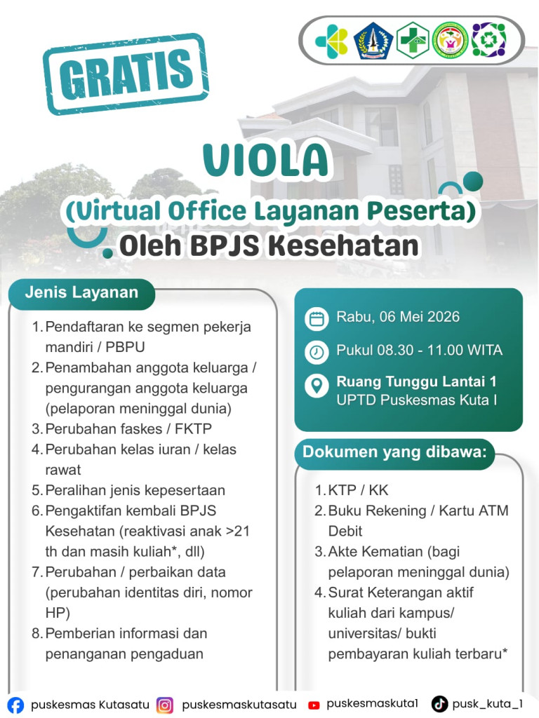 Antusiasme Tinggi, Layanan VIOLA BPJS Kesehatan Kembali Hadir di UPTD Puskesmas Kuta I