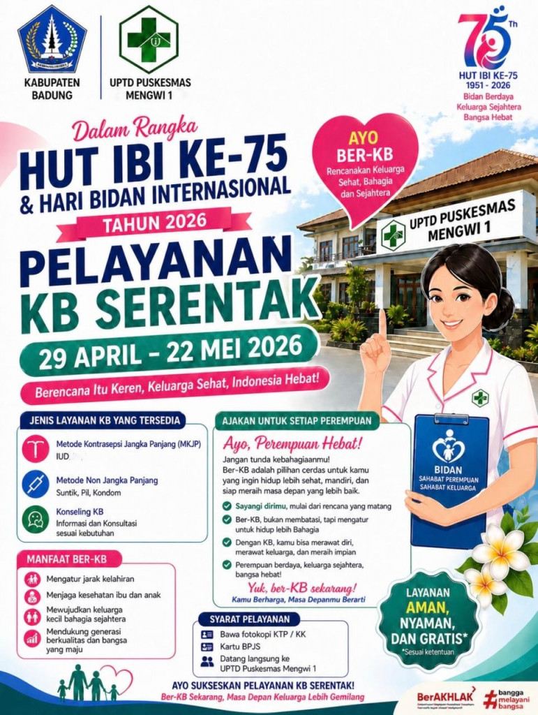 Pelayanan KB Serentak Dalam Rangka HUT IBI Ke-75 & Hari Bidan Internasional