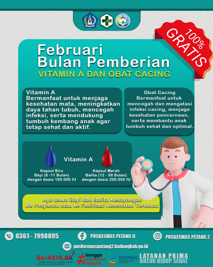 FEBRUARI BULAN PEMBERIAN VITAMIN A & OBAT CACING
