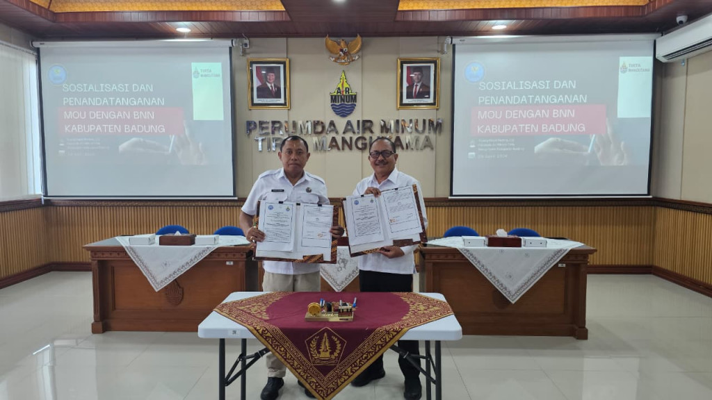 Perumda Air Minum Tirta Mangutama Jalin Kerja Sama Strategis dengan BNN melalui Penandatanganan MoU